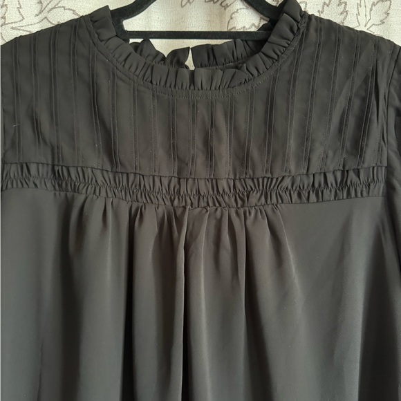 NWT-BloomChic Anti-Wrinkle Shirred Ruffle Sleeve Mesh Frill Trim Blouse Sz 12/Lg - Picture 11 of 15